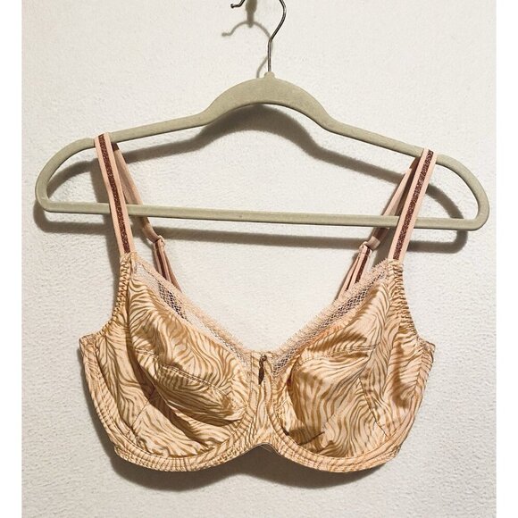 PrimaDonna Twist Bra Womens 32H Pearly Pink Avellino Zebra Print Crochet Trim - Picture 2 of 7